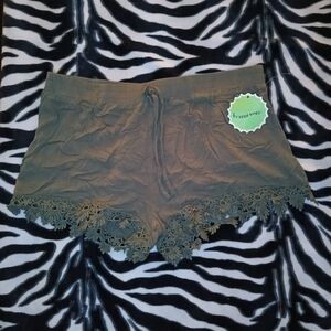 Lace Trimmed High Waisted Shorts - Short Shorts - Booty Shorts